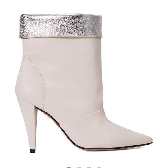 IRO Avina Withe silver fold over bootie boots NIB size 37 - Picture 2 of 6